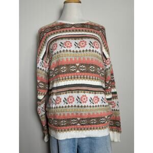 GES Vintage Fair Isle Cottage Sweater Size M Goblin Fairy Indie Folk Wool Blend